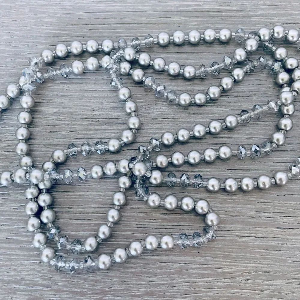 Long Champagne Pearl Beaded Necklace